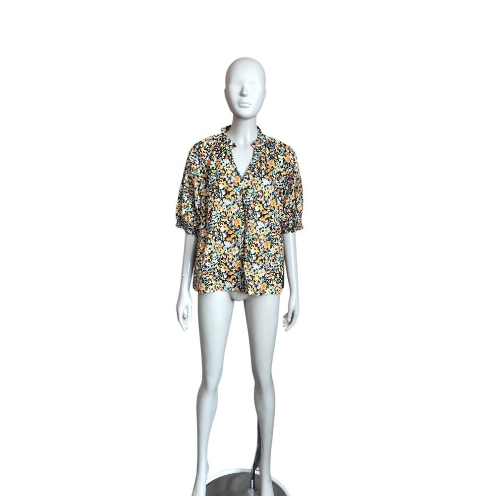 Avara Black and Orange Floral Blouse